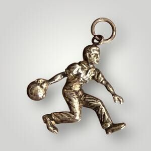 Sterling Silver 925 Bowling Player Pendant - Vintage